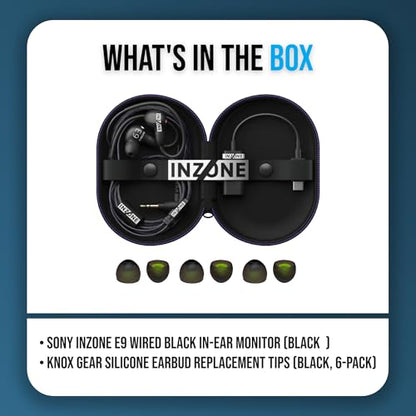 Sony INZONE E9 Wired Black in-Ear Monitor for Gaming Bundle