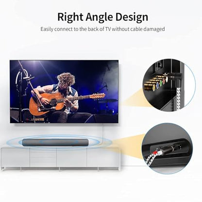 3.5mm to R-CA Cable, Angle 3.5mm Male to 2R-CA Male Auxiliary Stereo Audio Y Splitter Gold-Plated for Smartphones, MP3, Tablets, Speakers, Home Theater, HDTV, 6FT/1.8M - size: 6 Feet, style: 3.5mm Angled