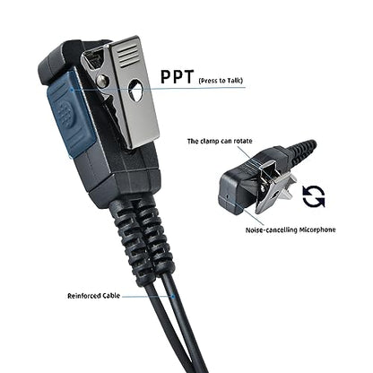 Tansparent Acoustic Tube Earpiece - with PTT and Mic for Two Way Radio,2-Wire Mushroom-Sharp Surveillance Kit Headset,Flexible Stretch Cable Compatible with Kenwood Walkie Talkie