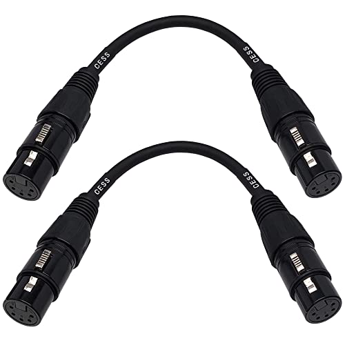 CNCESS XLR 5-Pin Female to Female Patch Cable, 6 in, 2-Pack