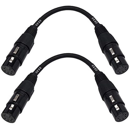 CNCESS XLR 5-Pin Female to Female Patch Cable, 6 in, 2-Pack
