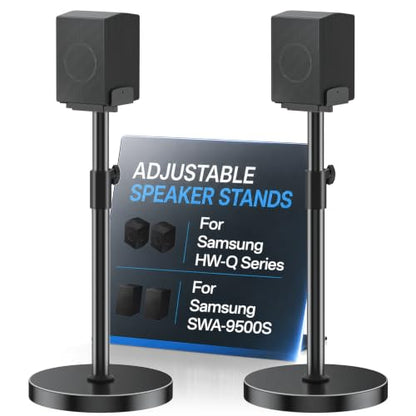 Heavy Duty Speaker Stand Pair for Samsung Q990H/Q990F/Q930F/Q990D/SWA-9500S | For Width 5"–11" Samsung Speaker Stands, Tool-Free Height Extend 33.5"–40.5", Adjustable Dual Side Clamp, Built-in Cable Mgmt - style: Speaker Floor Stand
