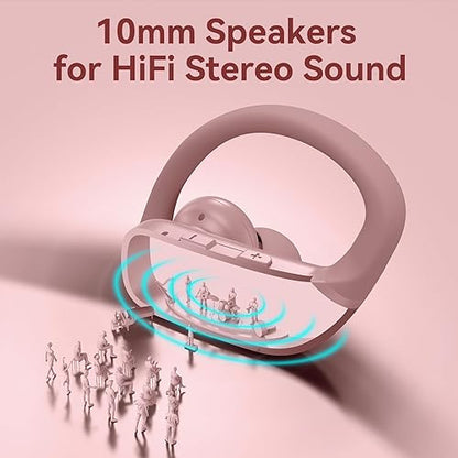 bmani Ear Buds Wireless Earbuds Bluetooth Headphones with 80H Playtime LED Display Case, Over-Ear Hook with Mic, Stereo Sound, Easy Button Controls, Sports Earphones for Running Workout Gym Pink - color: Pink, style: Standard