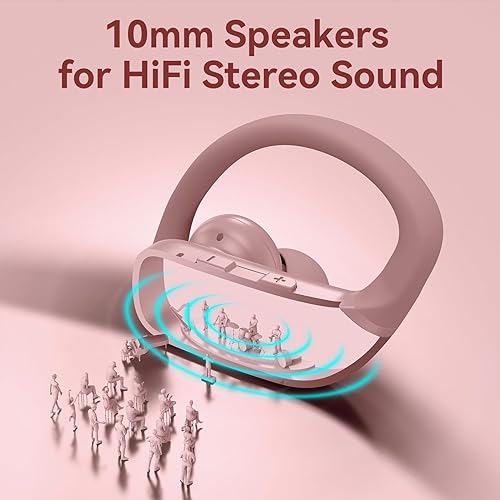 bmani Ear Buds Wireless Earbuds Bluetooth Headphones with 80H Playtime LED Display Case, Over-Ear Hook with Mic, Stereo Sound, Easy Button Controls, Sports Earphones for Running Workout Gym Pink - color: Pink, style: Standard