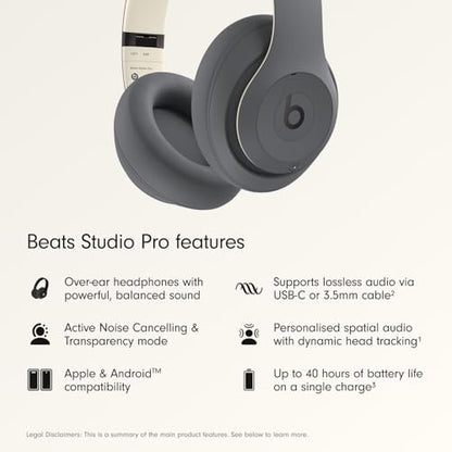 Beats Studio Pro Premium Wireless Over-Ear Headphones- Up to 40-Hour Battery Life, Active Noise Cancelling, Great for Travel & Commuting, Apple & Android Compatible - Exclusive Sand Gray - color: Sand Gray, style: Standalone