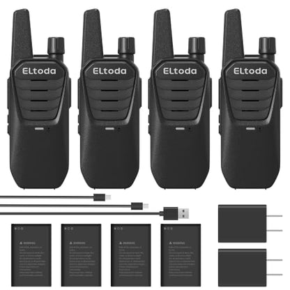 E02 Portable Walkie Talkies Long Range Rechargeable Two Way Radio | FRS, 16 Channels, USB-C Charging, 1020mAh, IP55, Vox, Keylock, Lightweight, Compact, Adults, Woring, Hiking, Camping