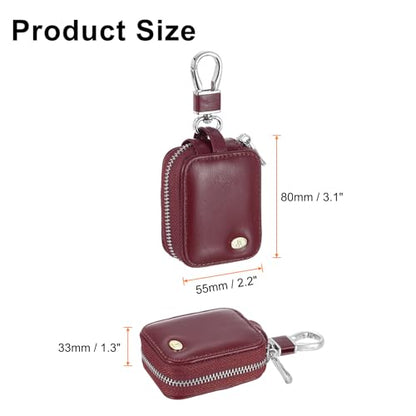 HARFINGTON Earbuds Cases, Earphone Case Holder, PU Leather Ear Buds Case Zipper Organizer Small with Mesh Pocket for USB Cable, Wireless Wired Earphones, Burgundy - color: Burgundy