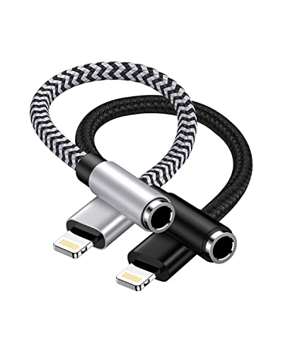 2Pack iPhone headphone Adapter, Lightning to 3.5mm Headphone Jack Adapter | [Apple MFi Certified] Lightning to Aux Adapter, iPhone Aux Adapter Dongle for iPhone 14 13 12 11 Pro Max Plus Mini XR XS 8 - color: 2*White, Black