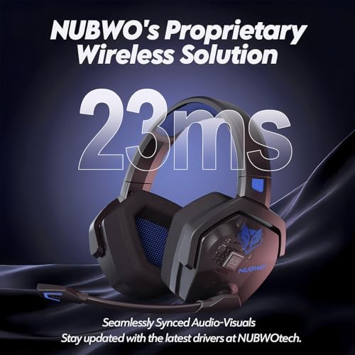 NUBWO Wireless Gaming Headset with Mic for Ps5 Ps4 PC, Zero Interference, 100-Hour Battery All-Day Play, 23ms Sync for Fortnite & Call of Duty/FPS Gamers, Triple Mode All Devices Compatible - Blue - color: Blue
