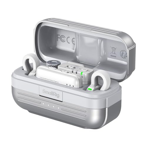 SmallRig Wireless Mic S70 (2 TX + 2 RX + Charging Case) - White | Invisible Microphone, USB-C and 3.5mm RX, Noise Cancelling for Vlog/ TikTok/ Interview etc. - color: White, style: 2 TX + 2 RX