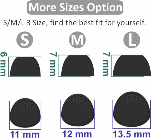 Replacement for Samsung Galaxy Buds FE Wing Tip Ear Tip 10 PCS Accessories, Silicone Earbuds Wingtips 2 Pairs and Eartips 3 Pairs for Galaxy Buds FE, Black