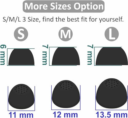 Replacement for Samsung Galaxy Buds FE Wing Tip Ear Tip 10 PCS Accessories, Silicone Earbuds Wingtips 2 Pairs and Eartips 3 Pairs for Galaxy Buds FE, Black