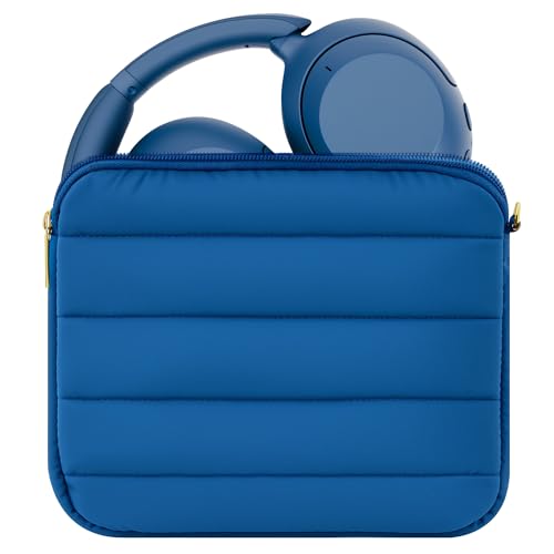 Geekria NOVA Headphones Puffy Pouch Compatible with JBL Tune 710BT, Sennheiser PXC 550 II, Bose QC Ultra, Soft Shell Replacement Protective Travel Carrying Bag with Cable Storage (Blue) - color: Blue