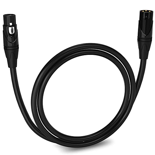 LyxPro 3 ft Balanced XLR Mic Cable, Male to Female, Black - color: Black, size: 3 Feet Straight