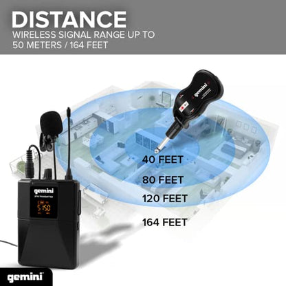 Gemini UHF Wireless Headset & Lavalier System, Rechargeable (GMU-HSL100) | UHF wireless headset & lavalier, rechargeable - 160+ ft range - plug-and-play - 1/4" plug for PA/amp