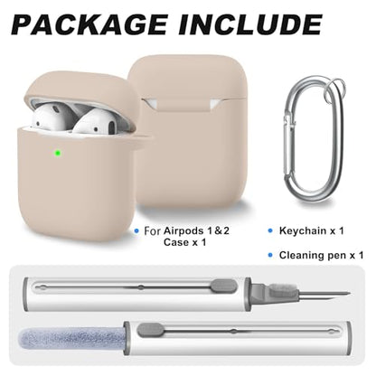 for AirPods Case Cover, Come with Clean Pen，Soft Silicone Protective Cover for Women Men Compatible with Apple AirPods 2nd 1st Generation Charging Case, Front LED Visible,Milk Tea - color: A5-Milk Tea