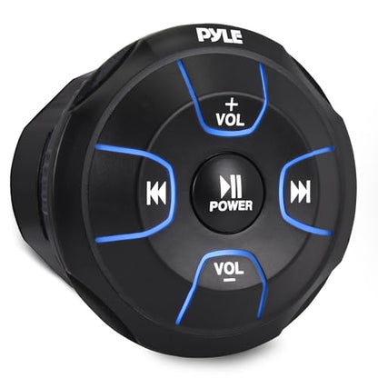Pyle Amplified Wireless Bluetooth Audio Controller - 300 Watt Bluetooth Media Button, Waterproof Marine Receiver Remote Control W/Aux, Mount for Car Truck Boat Marine Powersport Vehicles - PLMRBT18 - style: receiver