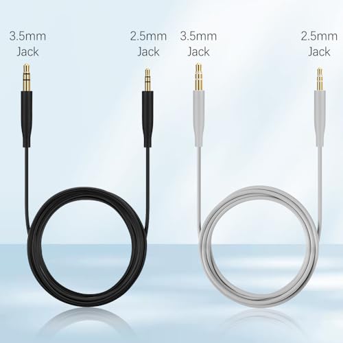 2Pcs Replacement Audio Cable Cord Wire, 3.5mm to 2.5mm Audio Cable for Bose QuietComfort QC45 QC35II QC35 QC25 NC 700 Soundlink Soundtrue Headphones(Black, Grey)