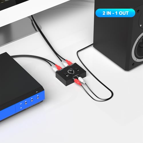 Dingsun Bi-Directional 2-Way RCA Stereo Audio Switch Audio Signal Source Switcher Selector Splitter Box for DVD/Blu-ray Players etc. (2 Input-1 Output /1 Input-2 Output) - style: RL audio switch