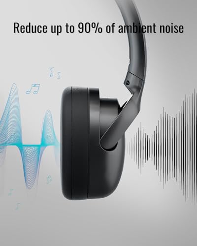 Hybrid Active Noise Cancelling Headphones, Wireless Over Ear Bluetooth | 50H Long ANC Playtime, Rotatable and Foldable, HiFi Audio Deep Bass, Customized EQ via APP, Transparency Mode - color: Matte Black