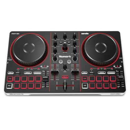 Numark Party Mix III Bluetooth DJ Controller with Built-in Lights | Beat Assist, Smart Fader, 16 Pads, 2 Deck DJ Mixer, Stems Control, USB-C, Serato DJ Lite and Algoriddim djay Included - style: PARTYMIX III