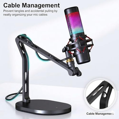 Desktop Microphone Stand,Gaming Microphone Boom Arm Stand,Weighted Base | Aluminum Mic Arm with 3/8" to 5/8" adapter, compatible with most mics for podcast and streaming