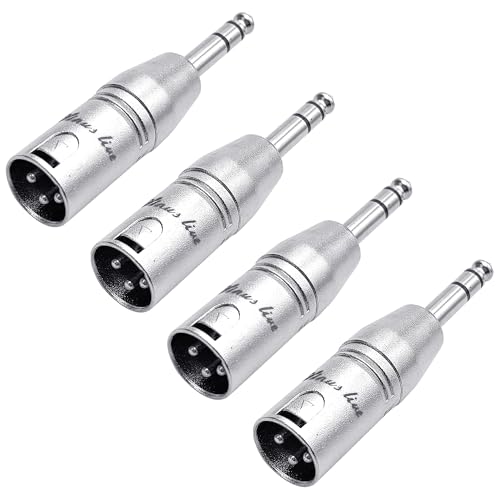 SINUS LIVE 4 Packs XLR Female Male to 1/4" TRS Adapter, Balanced XLR to Quarter Inch - color: Silver
