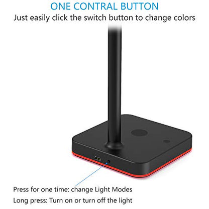 KAFRI RGB Headphone Stand with Wireless Charger Desk Gaming Headset Holder Hanger Rack with 10W/7.5W QI Charging Pad and QC 3.0 USB Port - Suitable for Gamer Desktop Table Game Earphone Accessories - color: Black