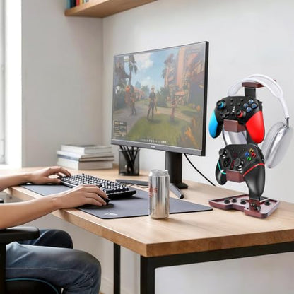 Walnut Headphone Stand, Wooden Headset Stand for Desk with Storage Base, American Black Walnut Wood Headphone Holder for Airpods Max, Bose, Razer, Sennheiser