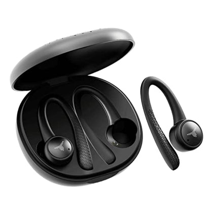 True Wireless Earbuds, Dual Microphone and Replaceable Ear-Hooks, Bluetooth 5.0, Waterproof Sport Design for Outdoor Gym Workout