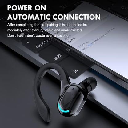 Wireless Earbuds with Earhooks Single Bluetooth Earpiece Sports Headphones Over the Ear Running Workout Wrap Around Earbuds 20H Long Battery Life Waterproof Noise Cancelling Headset for Android iOS - color: Blue