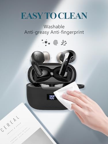 Case Cover for TOZO T20 Wireless Earbuds Bluetooth Headphones,Protective Soft Silicone Skin Case Cover Shock-Absorbing Protective Case with Keychain,Lanyard and Cleaning Pen-Black - color: BLACK