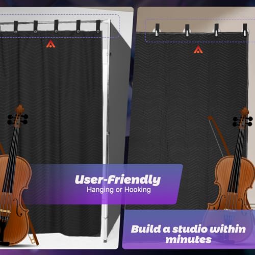 2 Pcs Large Sound Dampening Blanket 48" x 80", 850GSM Acoustic Sound Blanket with Grommets,Heavy Duty Studio Sound Absorption Blankets,Acoustic Blanket Noise Reduce,Light Blocker,Moving Blankets - size: 48 x 80 inch
