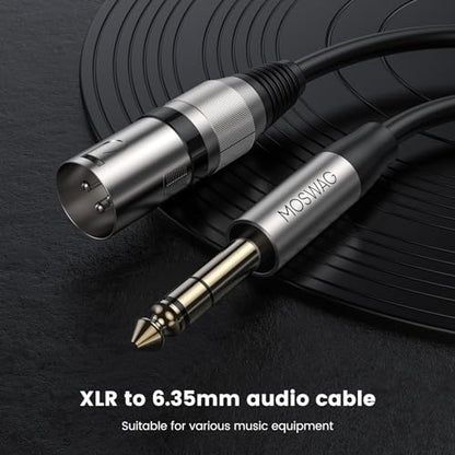 MOSWAG 1/4 TRS to XLR Male Cable, XLR to 1/4 Adapter Cable, Mic Speaker Cord, for Audio Sound Consoles, Power Amplifier, Stereo System, Microphone, Soundbox 16.4FT/5M - size: 16.4FT/5M