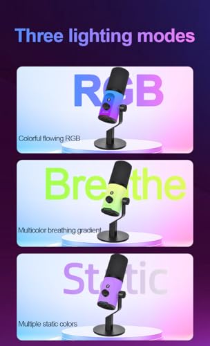 USB/XLR Dual-Mode Desktop Microphone, RGB Lighting, 3.5mm Monitoring Jack, Professional Live Broadcast (Microphone + Boom Arm Stand) - style: Microphone + Boom Arm Stand