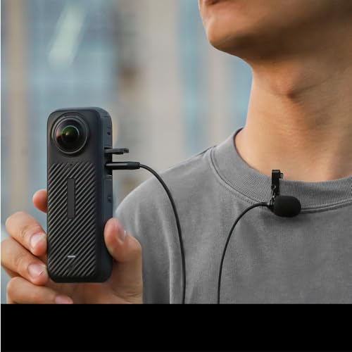 Lavalier Stereo Clip-on Microphone Condenser USB-C for Android, Compatible with Insta360 ONE X2 X3 X4 Clip-on Omnidirectional Microphone for YouTube Recording Podcasts, Game Interviews, Black
