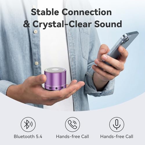 Mini Bluetooth Speaker, 2026 Ultra-Light Mini Bluetooth Speaker, IP7 Waterproof Brief Design, Small Shower Travel Speaker for Outdoor, 8H Playtime, Perfect for Phone/PC/Tablet & Gift Purple - color: lavender