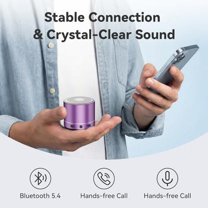 Mini Bluetooth Speaker, 2026 Ultra-Light Mini Bluetooth Speaker, IP7 Waterproof Brief Design, Small Shower Travel Speaker for Outdoor, 8H Playtime, Perfect for Phone/PC/Tablet & Gift Purple - color: lavender