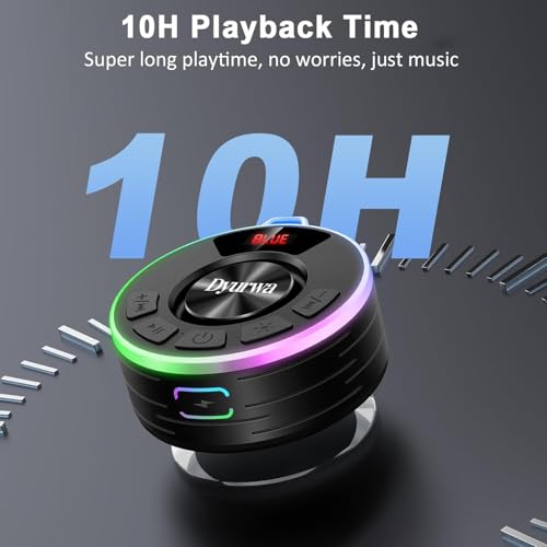 Bluetooth Shower Speaker, IPX7 Waterproof Shower Speaker with Loud Clear Sound, LED Display/RGB Lights/Suction Cup, Built-in Mic, 10H Playtime, Bathroom Speaker for Pool/Beach/Party/Gift. - color: A-Light Black