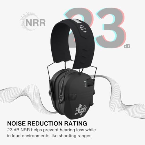Walker's Razor Slim Electronic Earmuffs | Protective Case - color: Let Freedom Ring