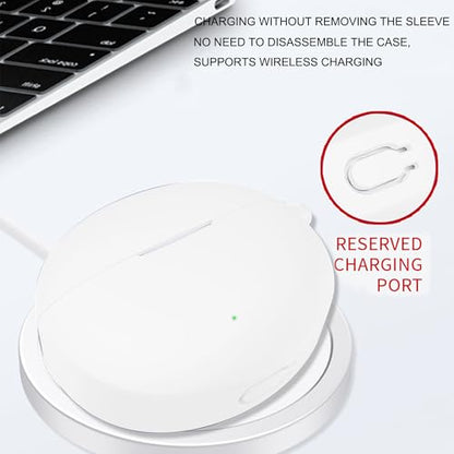 Compatible with OnePlus Buds 4 Case Cover,Shock-Proof,Premium Silicone with Keychain,Lanyard,Cleaning Accessories-White