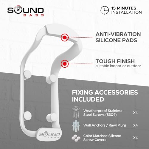 Move Speaker Wall Mount Bracket, Weatherproof, White | Compatible with Sonos Move & Move 2, Including Mounting Accessories - color: Move 2 - White