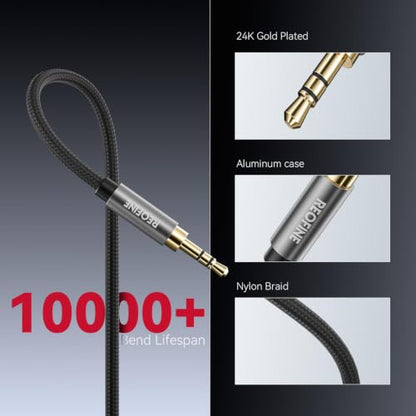 Headphone Extension Cable 5ft-(No Mic Support) 3.5mm Extension Cable Nylon Braided Male to Female Aux Cord Extender for Smartphones,Headphones,Laptops,Tablets, Speakers