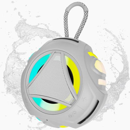Bluetooth Shower Speake Waterproof，Portable Outdoor Bluetooth Speake with RGB Lights，IPX67 Floating，Built-in Mic，24Hrs Playtime，True Wireless Stereo，Gifts for Teens Boy Girls Women Men - Gray - color: Gray