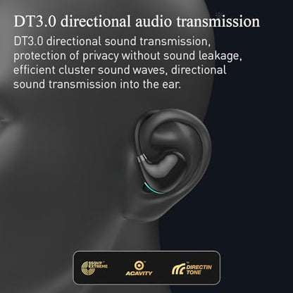 IHAO Air Conduction Wireless Bluetooth Headphones Cool Flash Light-Open-Ear Design Lightweight & Pain-Free Sweatproof Sport Headphones with Mic Earphone Ideal for Running Cycling and Sports-F806 Black - color: F806 Black