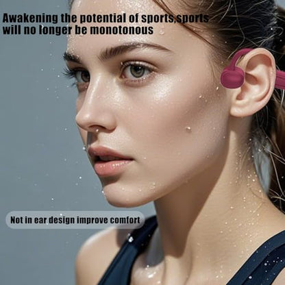 Bone Conduction Headphones,with Built-in Mic swimming bone conduction headphones,Waterproof Lightweight For bluetooth earphones Stable to wear MP3 IPX8for Running,Cycling,Hiking,Driving,Gym (red) - color: Red