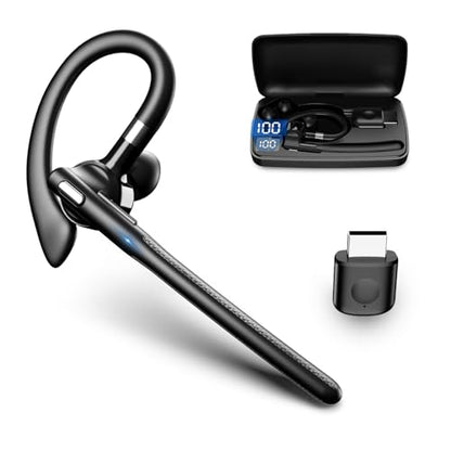 Wireless Headset with Mic for Work • PC Included • 50H Total Battery (8H+Case) • ENC BT 5.4 • IPX5 Waterproof for Office • Driving & PC - size: T526