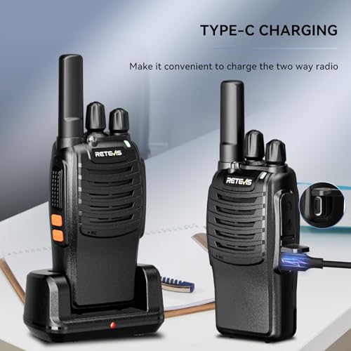 Retevis H777 Walkie Talkies for Adults with Clear Audio, Flashlight USB C | Rechargeable Portable FRS-Two Way Radio 10 Pack for School Event Planning, Emergency Alarm, Short Antenna, Compact to Carry - style: Without Screen