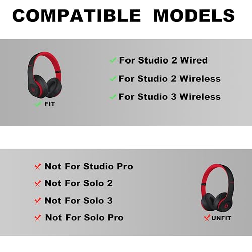 Studio 3 Headband Replacement - Durable & Comfortable Cushion, Compatible with Studio 3 Wireless(A1914) & Studio 2 Wired/Wireless (B0500/B0501) Headphones (Studio 3-Defiant BlackRed) - color: Studio 3-Defiant BlackRed