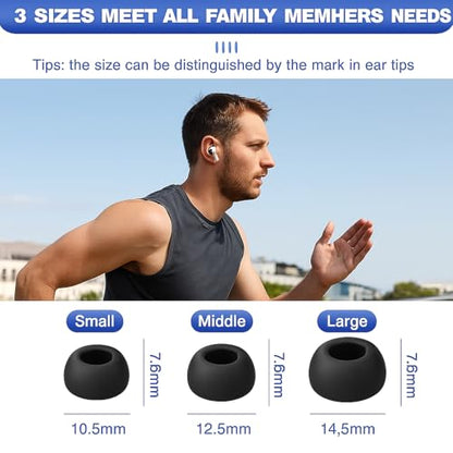 Premium Memory Foam Tips for AirPods Pro 1st&2nd Gen. No Silicone Eartips Pain. Anti-Slip Eartips. Fit in The Charging Case, 3 Pairs (Large) - size: Large